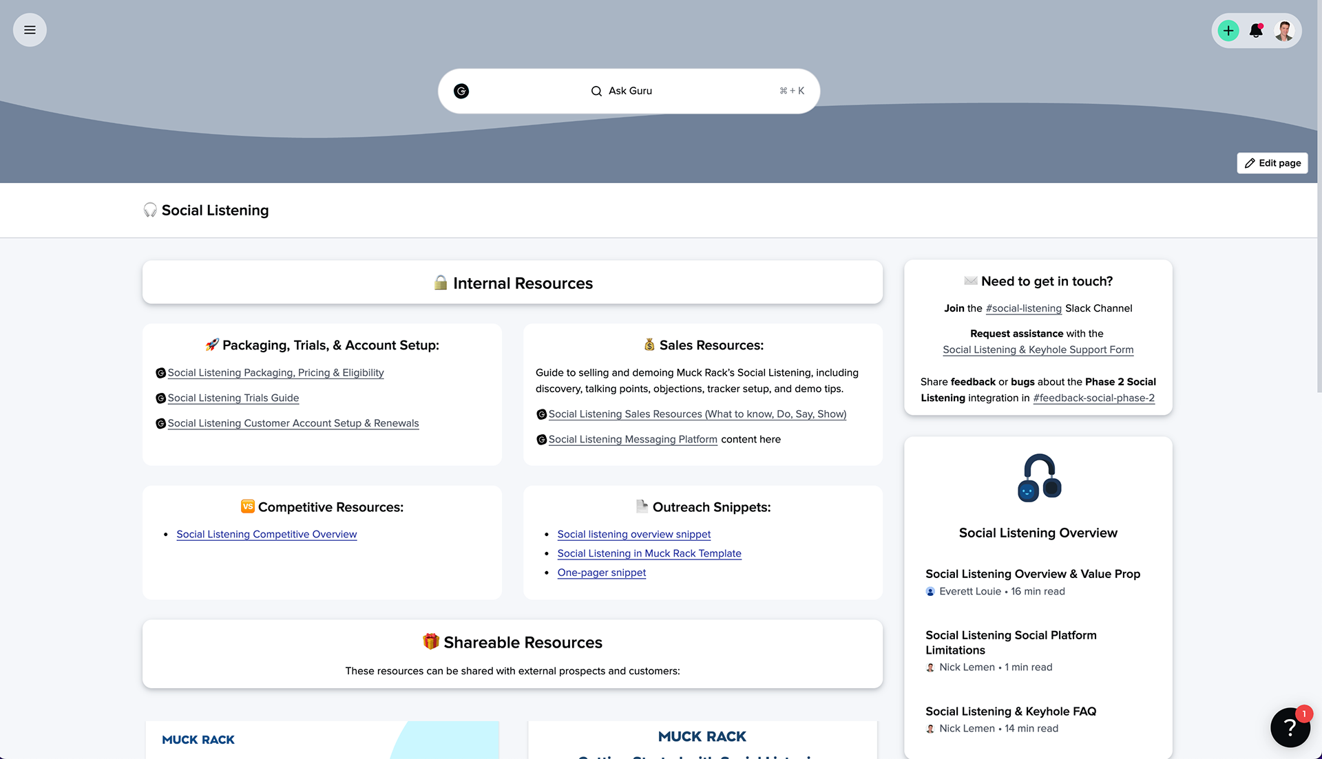 Internal resource hub